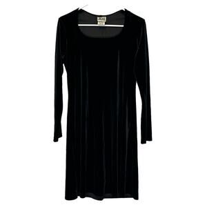 Jalate Limited Black Velvet A-line Dress Size‎ M Scoop Neck 90s Y2K VTG Goth
